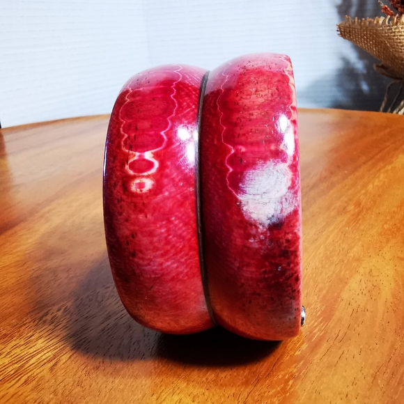 Vintage Henna Dyed Bone and Silver Tone Statement Cuff Bracelet - Picture 8 of 16